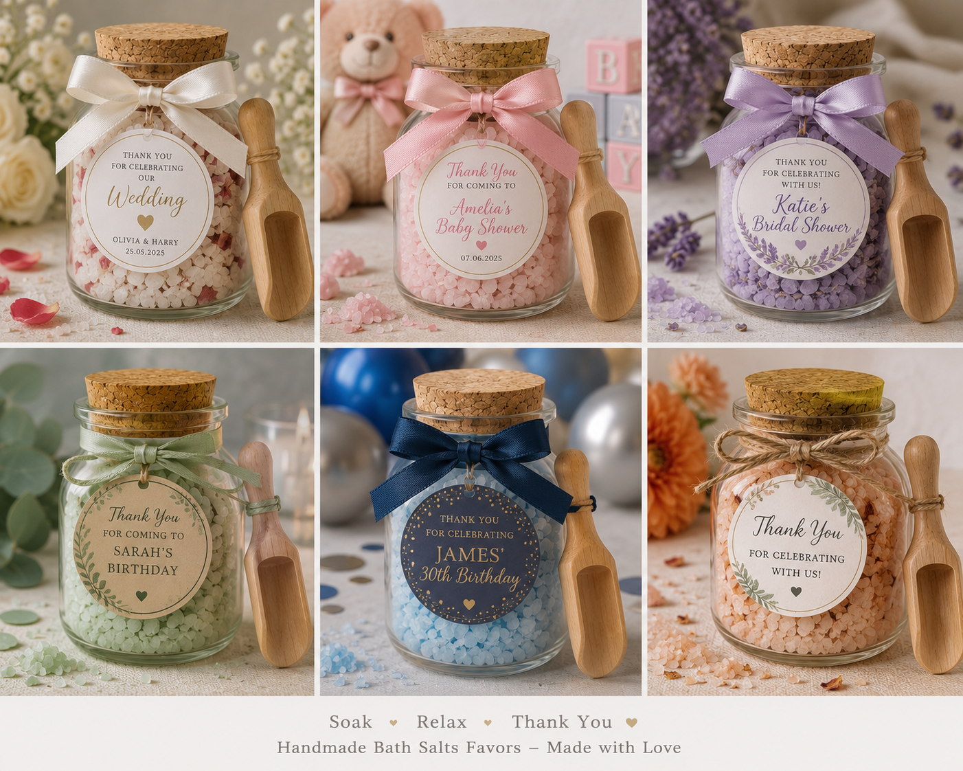 Bath Salt favours - Per 10 Jars