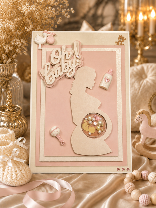 Oh Baby baby shower card pink girl edition - standard version