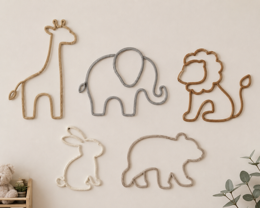 Handmade Tricotin rope animal wall art and nursery ornaments