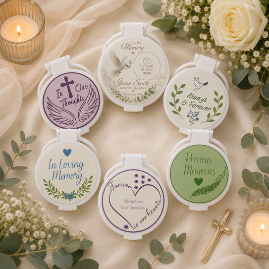 Personalised Memorial Compact Mirror Favours – Pack of 10