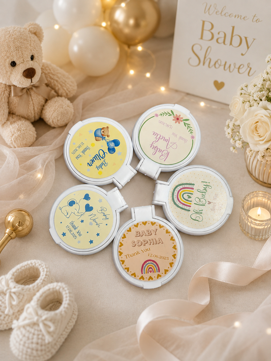 Personalised Baby Shower Compact Mirror Favours – Pack of 10