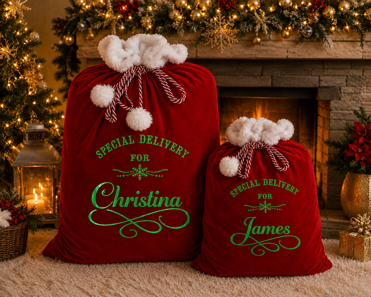 Personalised Santa Sack Large 50cm x 70cm Green