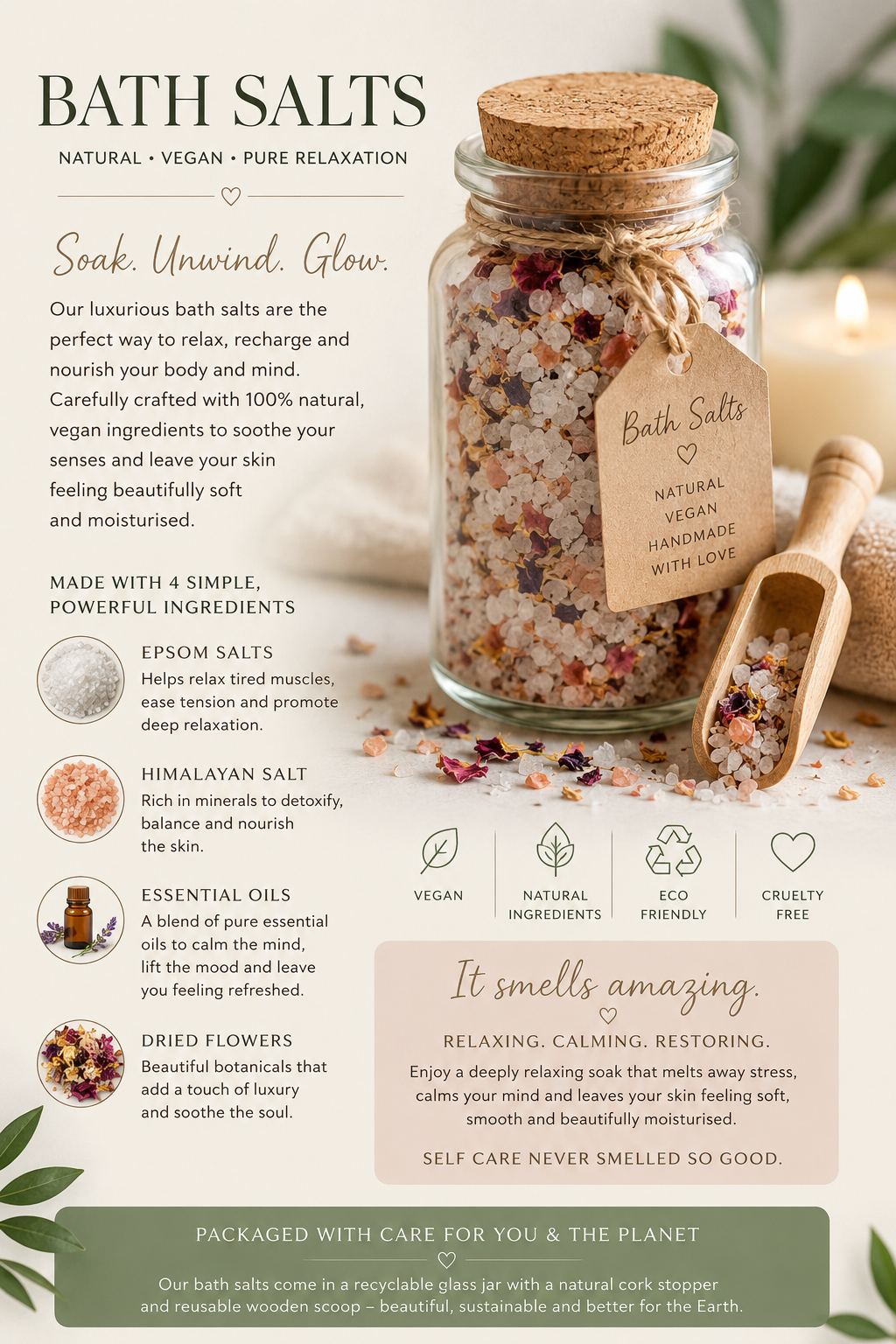 Bath Salt favours - Per 10 Jars