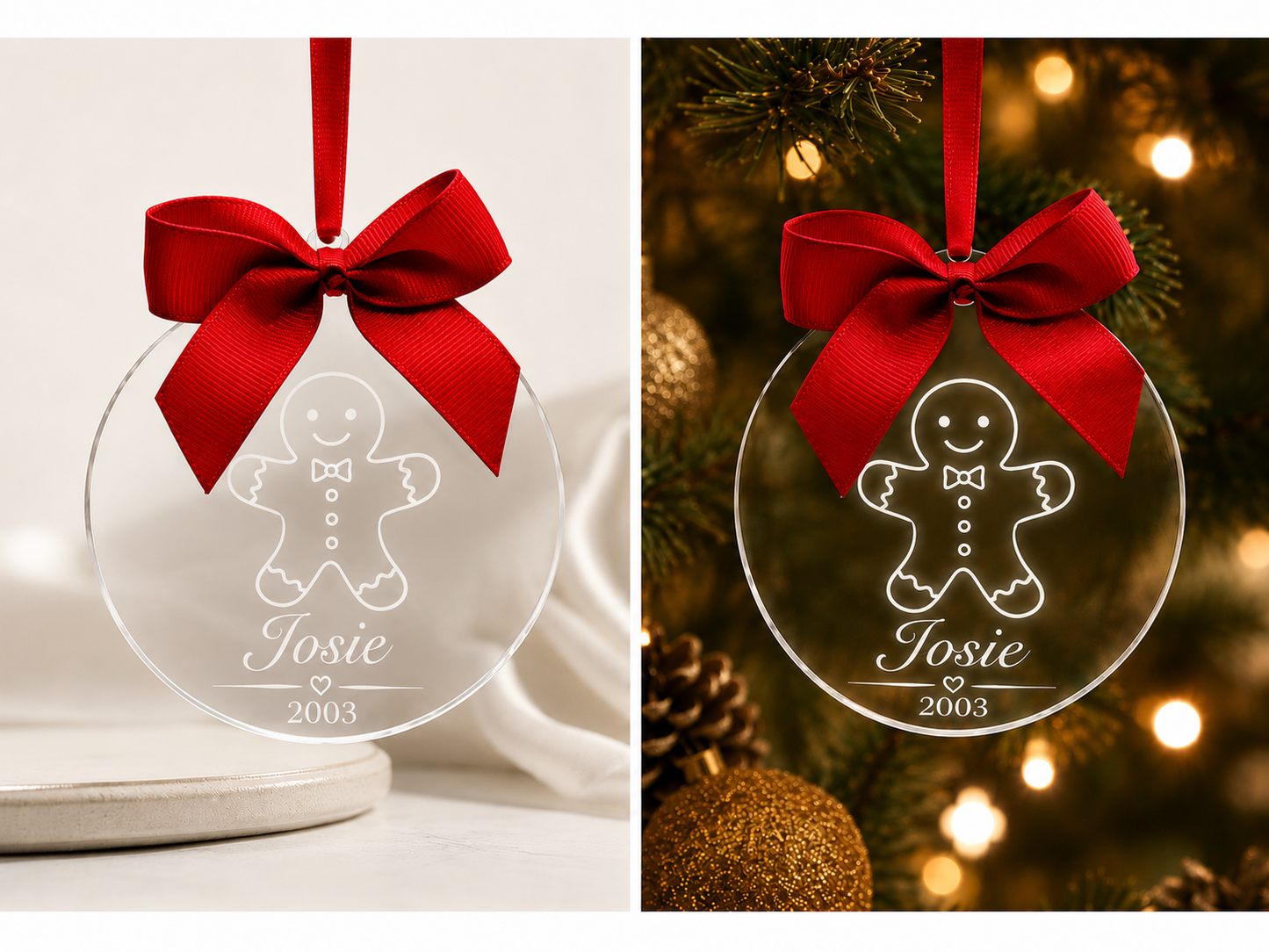 Personalised Clear Acrylic 2D Baubles