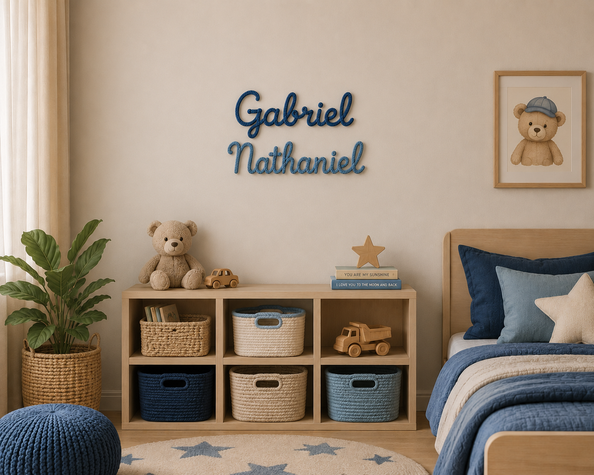 Personalised tricotin name signs for boys nursery and bedroom decor