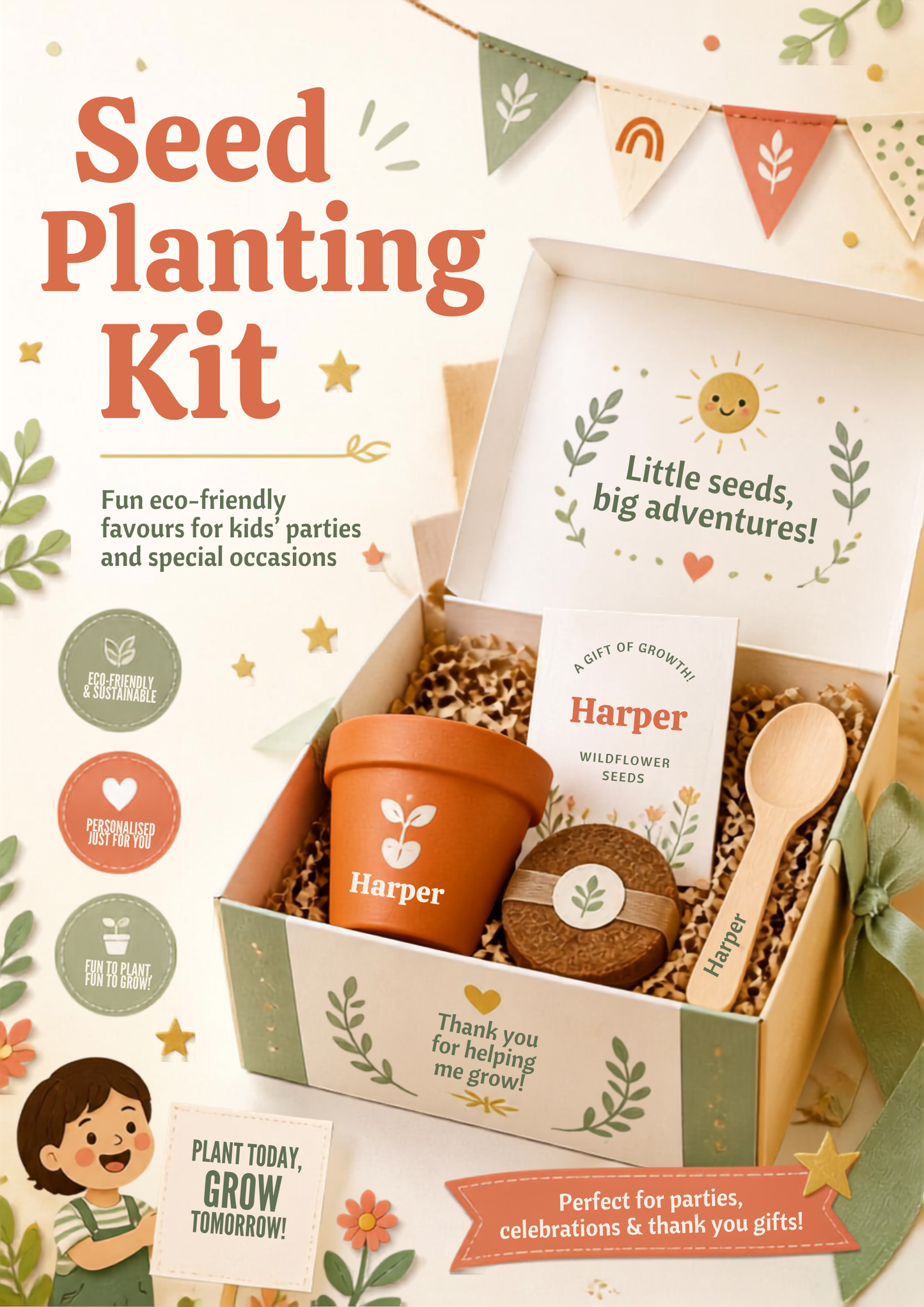 Luxury Personalised Seed Planting Kit - Per 10