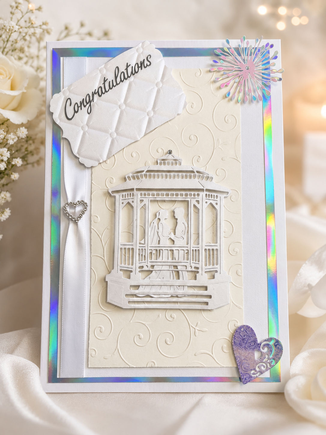 Congratulations wedding card gazebo holographic edition - second view