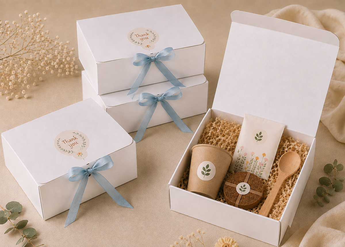 Personalised seed planting kit with biodegradable pot in white gift box